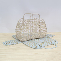 Panier de rangement de salle de bain en plastique en forme de diamant avec fermeture ouverte motif bonbon doux douche à main et panier de lavage