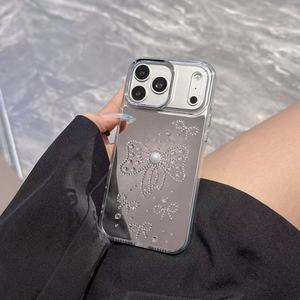Custodia per <span class=keywords><strong>Cellulare</strong></span> di Lusso con <span class=keywords><strong>Specchio</strong></span> Trucco e Diamanti Bling, Cover a Conchiglia per iPhone 13 14 15 16 17 18 Plus Pro Max - Product Image 4
