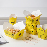 Boîte à emporter en papier kraft écologique pour poulet frit, steak, tarte aux œufs, frites, impression flexographique jetable
