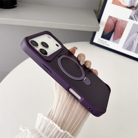 Coque de téléphone magnétique en fibre de carbone avec support rotatif à 360 degrés pour iPhone 17 Air, coque arrière pour iPhone 17, 16, 15