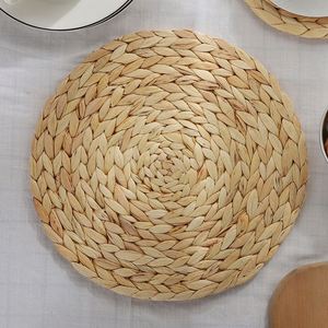 Manteles decorativos aislantes tejidos a mano vietnamitas para mesa de comedor, antideslizantes para tazas, cuencos, ollas, sartenes, hogar, de jacinto de agua y vidrio - Product Image 1