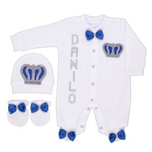 Conjunto de ropa de algodón 100% para recién nacido, conjunto de Pelele de manga larga personalizado, venta al por mayor, 3 piezas - Product Image 1