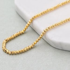 Xinfly 18K Real <b>Gold</b> Laser Bead Bracelet Necklace <b>Set</b> Italian Design INS Adjustable Au750 Disco Bridal Jewelry for Women Gift - Product Image 3