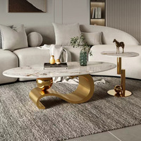 Table basse moderne en marbre de conception italienne avec base en acier inoxydable Table à thé de luxe pour salon