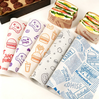 Kertas Khusus Burger Cetak Food Grade 40-60 Gsm, Kertas Anti Minyak Cetak Food Grade untuk Makanan Cepat Saji