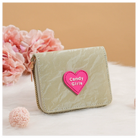 Portefeuille à fermeture éclair Candy Girl, porte-cartes mignon, portefeuille de poche, portefeuille court à clip, en PU, style tendance, lettrage en relief
