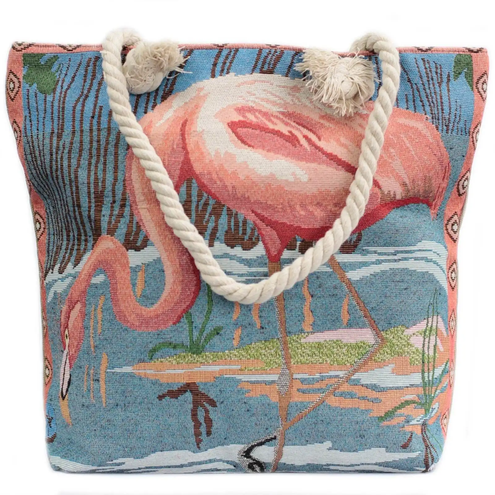 Borsa da spiaggia di moda personalizzata grande borsa tote in tela per lo shopping borsa alla moda con manico in corda