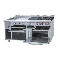 Cuisinière à gaz commerciale modulaire avec four à gaz, plaque de cuisson et paniers pour la cuisson des pâtes