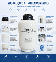 Réservoir d'azote liquide de 6 litres, cylindre LN2, conteneur cryogénique Dewar pour le stockage du sperme d'insémination artificielle, plus de 40 ans d'expérience