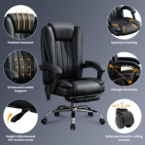 Silla de Oficina Ejecutiva con Ventilación, Cuero, 6 Puntos de Masaje, Calefacción, Reposabrazos Acolchados, Silla Gaming, Muestra Gratis - Product Image 3
