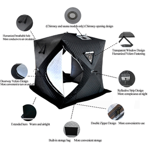 Pop-up có thể tháo rời phòng tắm hơi lều với mái bếp jack, 3-4 người di động chống lạnh cắm trại Băng câu cá Lều màu đen mà không có đáy - Product Image 4