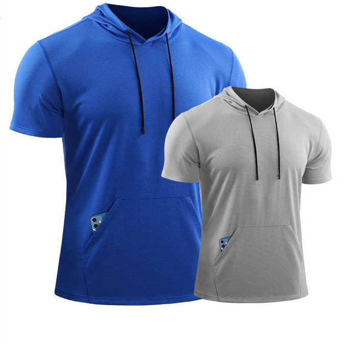 Custom Recycled Polyester Hooded Workout Quick Dry T Shirt Sportswear N2734