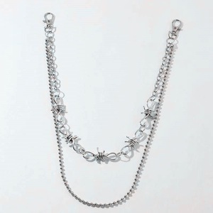 Cadena de cintura estilo hip hop punk metal con diseño de púas, plata tibetana, unisex, informal, para hombres y mujeres. - Product Image 4