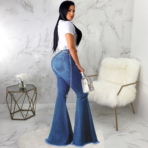 Jeans de Pierna Ancha <span class=keywords><strong>Rotos</strong></span> para Mujer, Pantalones de Mezclilla con Campana, Pantalones Acampanados con Cordones y Detalles Desgastados en Rosa, Jeans Bootcut - Product Image 3