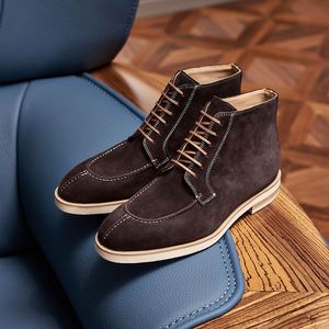 Bottes montantes pour hommes, faites à la main, style rétro britannique, pour le bureau et la carrière, tendance, à bout carré, en cuir Valentina, respirantes et antidérapantes - Product Image 2