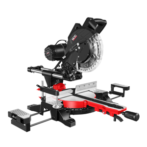 Sierra <span class=keywords><strong>ingletadora</strong></span> compuesta de doble cabezal con transmisión por correa, eléctrica, de grado industrial, de 255 mm y 1800 W, para madera, metal y proyectos de bricolaje, con láser. - Product Image 1