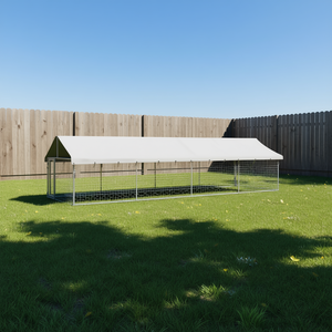 Caseta para perros de exterior 236.2x78.7x59.1 pulgadas de metal con techo para razas grandes, uso en todas las estaciones - Product Image 2