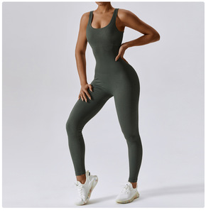 2025 nuova tuta da Yoga senza cuciture da donna per il Fitness sportivo senza schienale a vita stretta aderente aderente elasticizzata <span class=keywords><strong>abiti</strong></span> da allenamento - Product Image 5