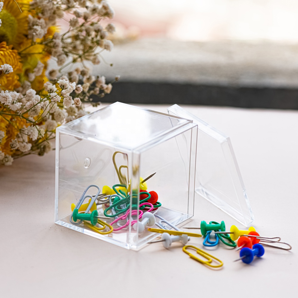 CL5533 2*2*2 дюйма, оптовая продажа, прозрачная пластиковая коробка на заказ, квадратная коробка для конфет с крышкой