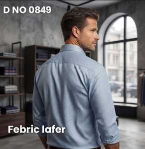 Chemises en twill LAFAR pour hommes avec imprimé géométrique numérique en bleu clair, manches longues, boutonnées, style décontracté chic - Product Image 1