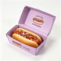 Boîte à nourriture pliable en carton pour hamburgers, hot-dogs, sandwichs, à emporter, pour restaurants, impression personnalisée