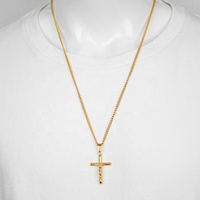 Hip Hop collier en acier inoxydable doré avec pendentif croix de jésus pour homme