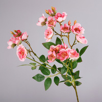 Fleur artificielle à 4 branches, rose, décoration de mariage, petite rose multiflora, décoration de salon, bouquet de fleurs artificielles