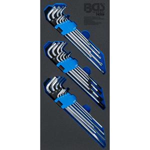 Bandeja de herramientas BGS 1/3: Juego de llaves tipo L extra largas T-Star (para Torx), a prueba de manipulaciones T-Star (para Torx), hexágono interno 27 piezas. - Product Image 1