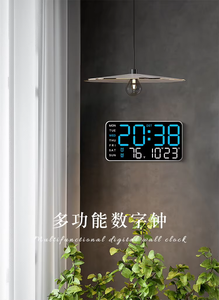 Многофункциональные настенные часы с LED-дисплеем, отображающим большие цифры, с функцией измерения температуры, календаря и будильника, для дома и декора, оптовая цена - Product Image 2