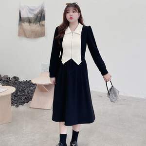 กระโปรงทรงเอหรูหราสำหรับผู้หญิง สีพื้น ใส่ทำงานได้ ไซส์พลัส เอวธรรมชาติ ผ้าโพลีเอสเตอร์ N8294 - Product Image 3