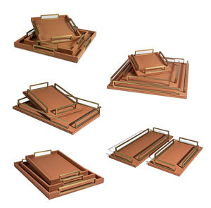 T-50Luxury moderno bandeja quadrada conjunto hotel casamento café Europeu decoração home punho metal couro serviço bandeja - Product Image 2