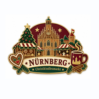 Aimant de réfrigérateur NURNBERG 2026, Marché de Noël allemand Christkindlesmarkt, Cadeaux, Usine SEDEX, Souvenir personnalisé en émail plaqué or