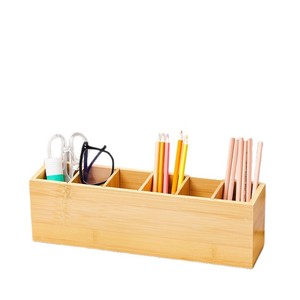 Bamboo Wood <b>Desk</b> Organizer Rectangle 18L Storage Box With Movable Partition For Office <b>Study</b> Bathroom Desktop - Product Image 5