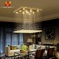 Lustre en cristal de fil de lumières suspendues d'acier inoxydable
