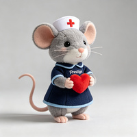 Peluche Souris Personnalisée pour Infirmière avec Broderie de Logo Personnalisé – Cadeau Prestige pour Soins Gerontologiques – Peluche Souris Douce et Rembourrée