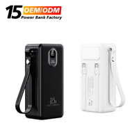 Batterie externe à grande capacité, charge rapide, 30000 mAh, câble intégré, sortie 22,5 W, lampe torche LED portable, batterie externe 50000 mAh