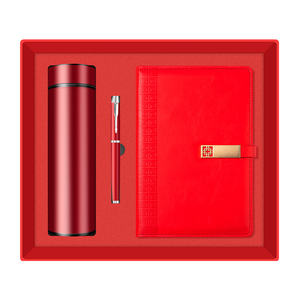 مجموعة علب هدايا ملونة للفتيات موراندي دفتر ملاحظات + قلم معدني + قارورة فراغية 3 في 1 شعار مخصص وردي عرض ترويحي - Product Image 2