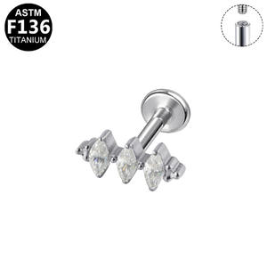 <span class=keywords><strong>Piercing</strong></span> Labret de <span class=keywords><strong>Titanio</strong></span> <span class=keywords><strong>Puro</strong></span> ASTM F136 con Rosca Interna, Estilo Diario Simple, con Incrustaciones de Zirconia, <span class=keywords><strong>Piercing</strong></span> Labret de <span class=keywords><strong>Titanio</strong></span> para Oreja - Product Image 4