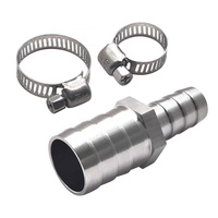Adaptateur réducteur à raccord cannelé en acier inoxydable 3/4" vers 1/2" avec colliers de serrage pour conduites d'air/carburant/tuyaux (personnalisable)