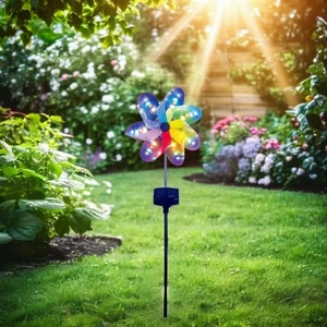 Plástico projetado Lawn Solar <span class=keywords><strong>Windmill</strong></span> luz jardim ornamento decoração levou luzes para exterior
