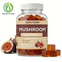 Gummies aux champignons saveur figue OEM ODM, 60 gummies végétaliens, 11 nutriments essentiels, sans OGM, compatibles végétaliens, vente en gros, complément alimentaire en bouteille