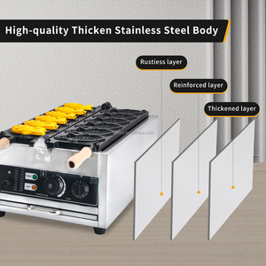 Thương Mại Thép Không Gỉ 6Pcs Taiyaki Cá Waffle Nhà Sản Xuất Không Dính Teflon Lớp Phủ 50-300 ℃/122-572 ℉ Có Thể Điều Chỉnh Snack Máy - Product Image 6