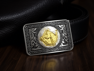 Fibbia per Cintura Quadrata in Argento Annerito 5.0cm, Fibbia Grande Placcata Vintage - Product Image 2