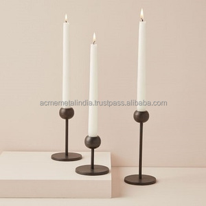 Bougeoirs en métal de conception standard Ensemble enduit de poudre noire de 3 tailles personnalisées Bougeoirs élégants Décoration de vaisselle - Product Image 3