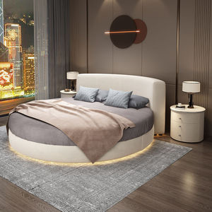 Letto Rotondo Moderno di Lusso per Adulti, Design Semplice, Arredamento per Camera da Letto di Casa e Hotel, Misura Matrimoniale/Queen/King, in Tessuto con Funzione di Stoccaggio - Product Image 3