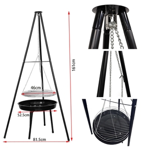 <span class=keywords><strong>Brasero</strong></span> à Chaîne Ronde en Acier Réglable, Trépied, Grille Suspendue avec Bol à Feu, Design Moderne, Télécommande pour Utilisation en Extérieur - Product Image 2