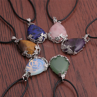 Cristaux naturels Pendentif en forme de coeur Pendentif femme Agate Collier Accessoires Pierres Précieuses Chandail Chaîne Jade Bouddha Pendentifs