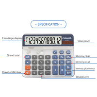   Calculatrice mécanique LCD OS-6815, 12 chiffres, solaire, grande calculatrice de bureau avec touches PC pour le bureau, les affaires, l'école