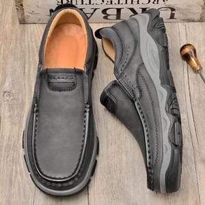 Mocassins pour hommes en couleur unie, dessus en PU, semelle en caoutchouc, doublure en fourrure, toutes saisons - Product Image 4