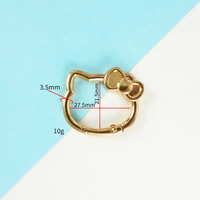 Gantungan Kunci Cincin Pegas Bunga Terbuka Ramah Lingkungan dengan Desain Kucing KT Lucu, Bahan Logam Paduan, Cetak UV, DIY Perhiasan